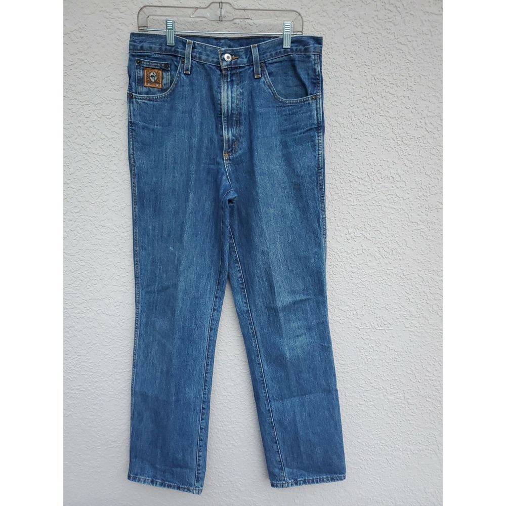Cinch Embroidered Pocket Medium Wash Straight Leg Denim Jeans Mens Size 33/34